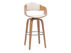 Taburete de cocina de diseño giratorio blanco con madera clara 67.5 cm GAO