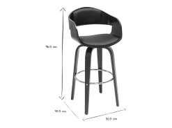 Taburete de cocina de diseño negro con madera oscura 67.5 cm GAO