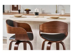 Taburete de cocina de diseño negro con madera oscura 67.5 cm GAO