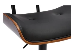 Taburete de cocina de diseño regulable negro con madera oscura BASILE