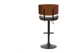 Taburete de cocina de diseño regulable negro con madera oscura BASILE