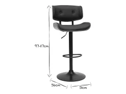 Taburete de cocina de diseño regulable negro con madera oscura BASILE