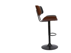 Taburete de cocina de diseño regulable negro con madera oscura BASILE