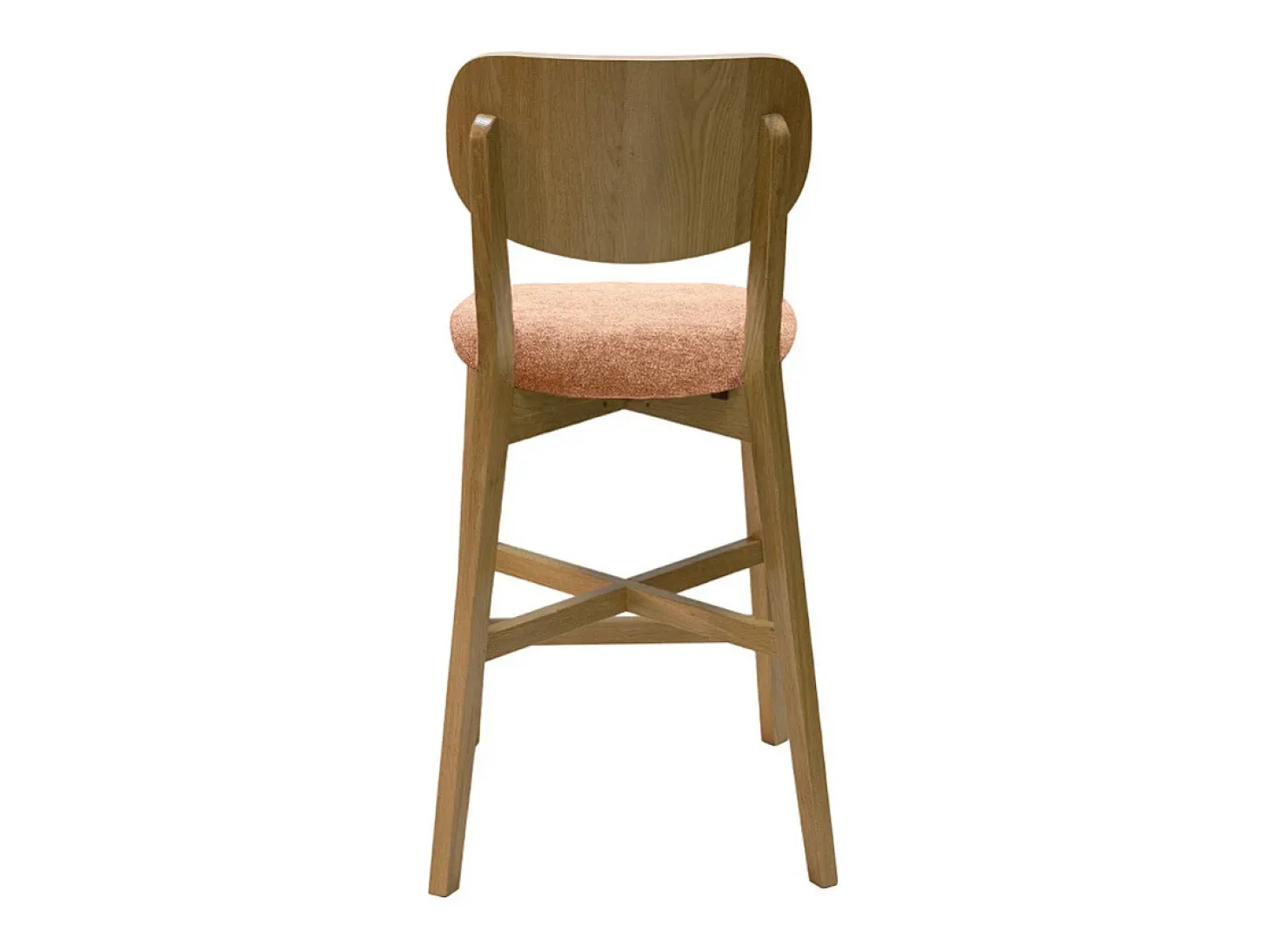 Taburete de cocina de madera de roble claro y tela efecto aterciopelado terracota 65 cm LUCIA