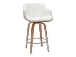 Taburete de cocina de madera clara y blanco 65 cm LUCIEN