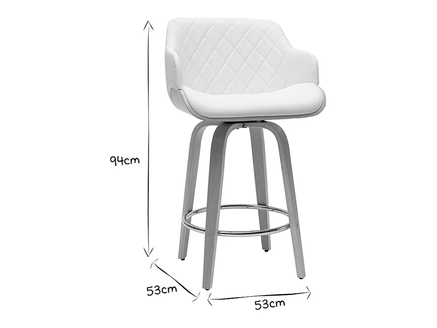 Taburete de cocina de madera clara y blanco 65 cm LUCIEN