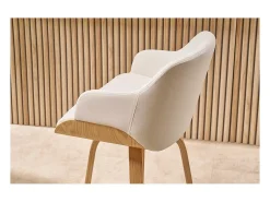 Taburete de cocina de madera clara y blanco 65 cm LUCIEN