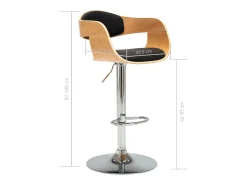 Taburete de cocina de madera curvada y cuero sintético negro