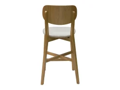 Taburete de cocina de roble macizo y tela beige 65 cm LUCIA