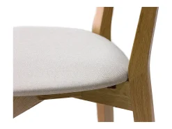 Taburete de cocina de roble macizo y tela beige 65 cm LUCIA