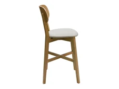 Taburete de cocina de roble macizo y tela beige 65 cm LUCIA