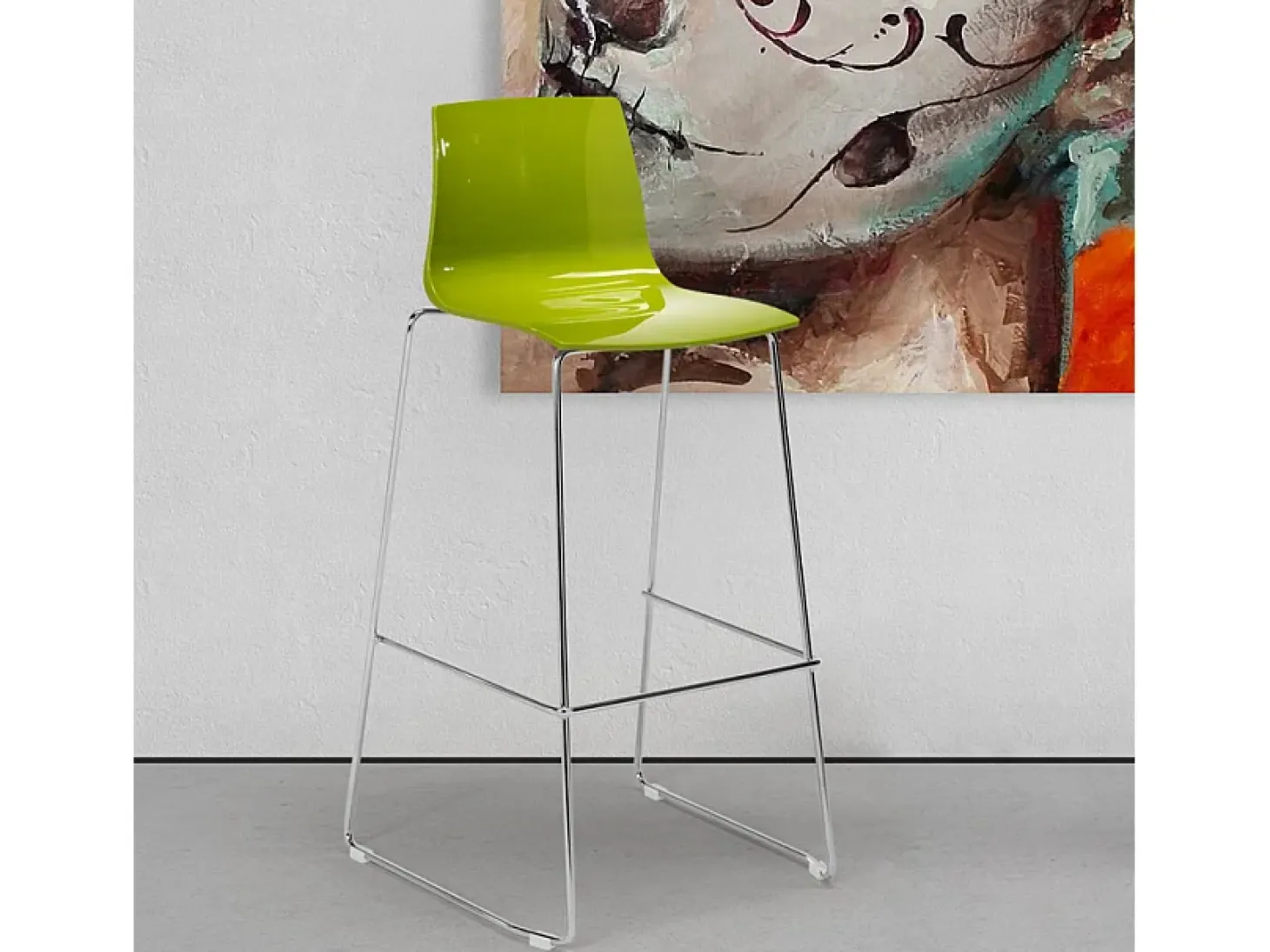 Taburete de Cocina Grand Soleil Design 74 cm Imola Slitta Cromado - Verde Anís