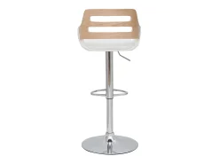 Taburete de cocina regulable de diseño blanco y roble PERNIK