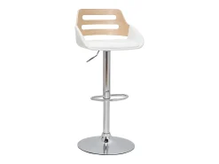 Taburete de cocina regulable de diseño blanco y roble PERNIK