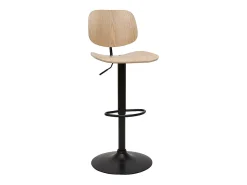 Taburete de cocina regulable de madera clara y metal negro TOBIAS