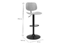 Taburete de cocina regulable de madera clara y metal negro TOBIAS