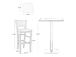 Taburete de madera con asiento de madera maciza, modelo Lucy