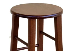 Taburete de madera con asiento redondo h67 pies de sable en nogal oscuro