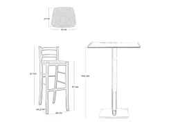 Taburete de madera Snek con asiento de paja h 67 cm en nogal oscuro
