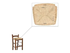 Taburete de madera Snek con asiento de paja h 67 cm en nogal oscuro
