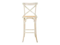 Taburete De Madera Y Asiento De Ratan