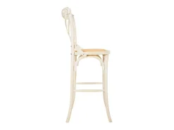 Taburete De Madera Y Asiento De Ratan