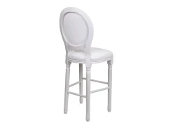 Taburete De Madera Y Tapizado Blanco