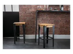 Taburete diseño industrial metal y madera 65cm MADISON
