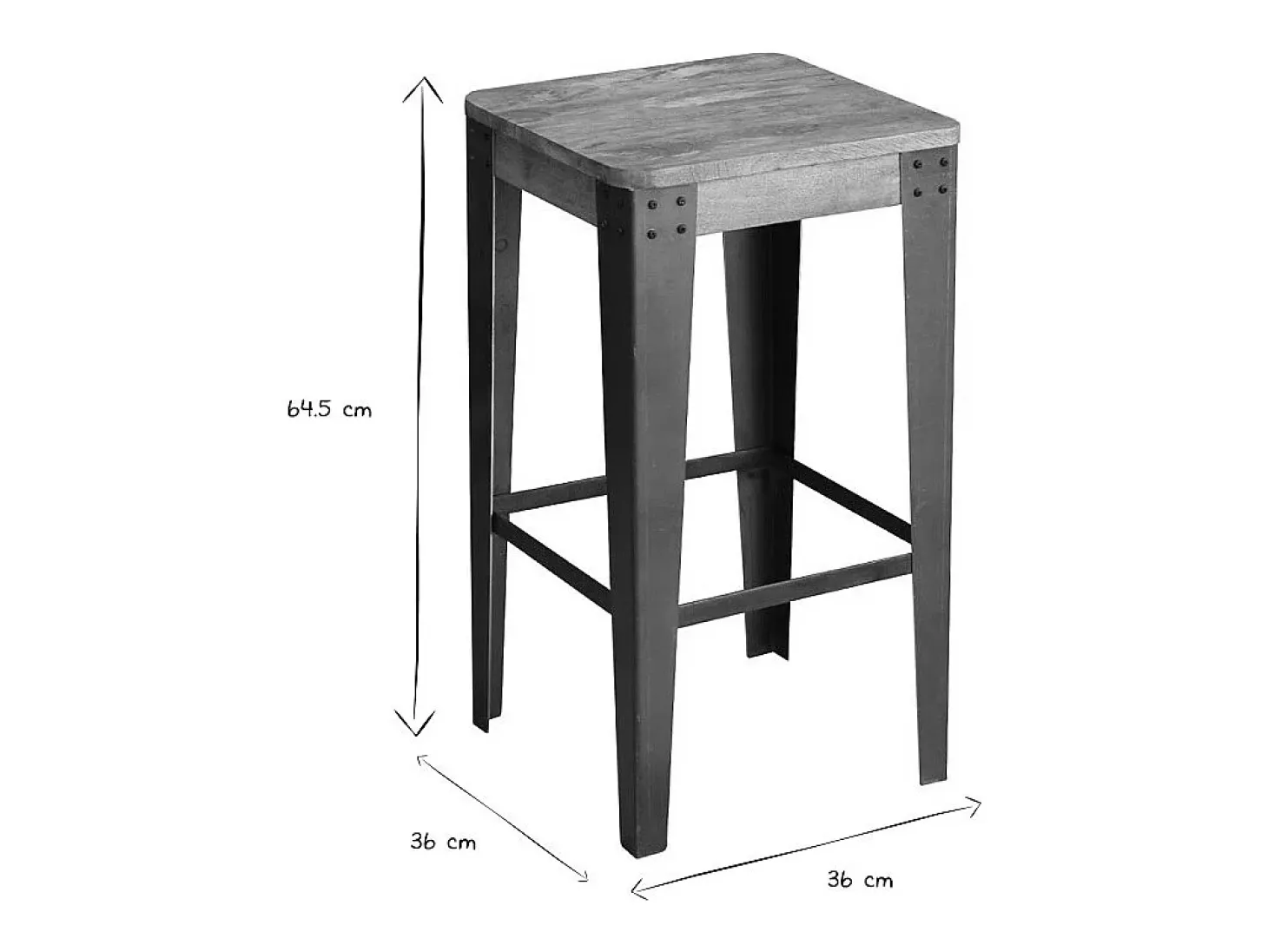 Taburete diseño industrial metal y madera 65cm MADISON