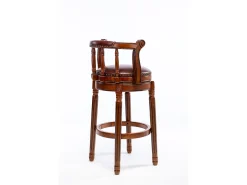 Taburete giratorio de bar - Asiento de cuero marrón - Color nogal 54,8 x 54,8 x 66 cm
