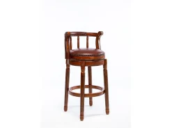 Taburete giratorio de bar - Asiento de cuero marrón - Color nogal 54,8 x 54,8 x 66 cm