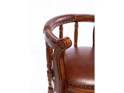 Taburete giratorio de bar - Asiento de cuero marrón - Color nogal 54,8 x 54,8 x 66 cm