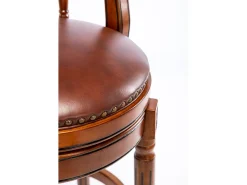 Taburete giratorio de bar - Asiento de cuero marrón - Color nogal 54,8 x 54,8 x 66 cm