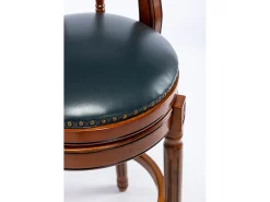 Taburete giratorio de bar - Asiento de piel azul - Color nogal 54,8 x 54,8 x 66 cm
