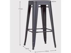 Taburete industrial apilable en acero metalizado (76cm) - Bistro - Metálico