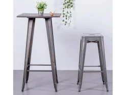 Taburete industrial apilable en acero metalizado (76cm) - Bistro - Metálico