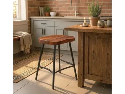 Taburete industrial de madera y metal vintage para isla de cocina Lumax