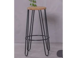 Taburete industrial en madera de fresno (75cm) - Lisbon - Negro