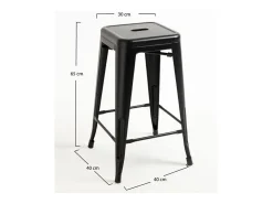 Taburete industrial Kontoir acero negro mate 65 cm