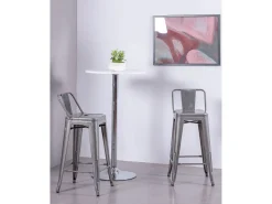 Taburete industrial metálico con respaldo bajo (66cm) - Bistro - Metálico