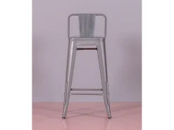 Taburete industrial metálico con respaldo bajo (66cm) - Bistro - Metálico