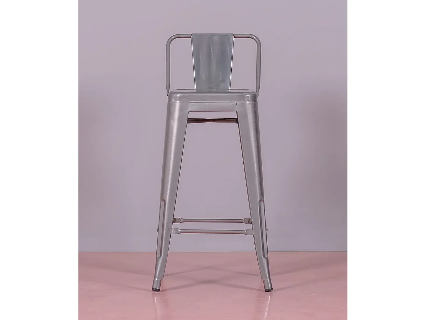 Taburete industrial metálico con respaldo bajo (66cm) - Bistro - Metálico
