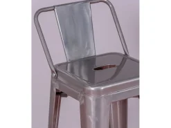 Taburete industrial metálico con respaldo bajo (66cm) - Bistro - Metálico