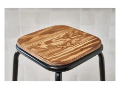 Taburete industrial negro y madera oscura 65 cm lote de 2 MEMPHIS