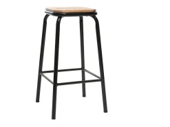 Taburete industrial negro y madera oscura 65 cm lote de 2 MEMPHIS