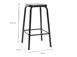 Taburete industrial negro y madera oscura 65 cm lote de 2 MEMPHIS