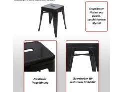 Taburete MCW-A73 (set de 2), negro