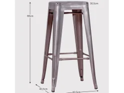 Taburete metálico apilable de acero (68cm) - Bistro - Negro