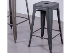 Taburete metálico apilable de acero (68cm) - Bistro - Negro