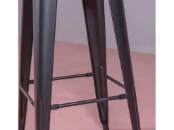 Taburete metálico en acero lacado con respaldo alto (76cm) - Bistro - Negro